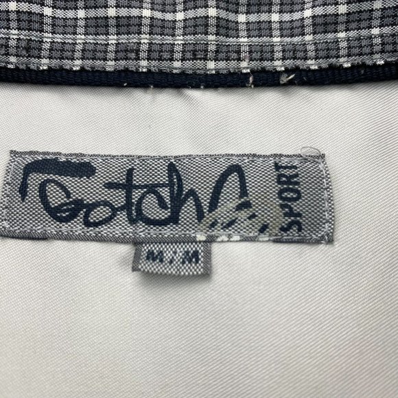 Gotcha Sport Shirt Men Medium M Gray Checkered Button Up Casual Pocket Logo - Picture 5 of 10